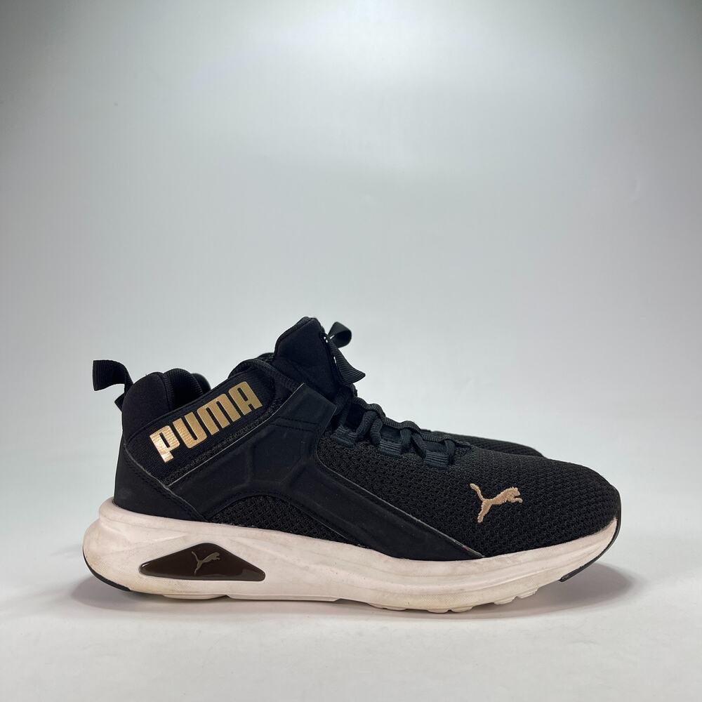 PUMA Enzo 2 Revamp Black Gold Lace Up Running Shoes 310203-02 Women's Size 6.5